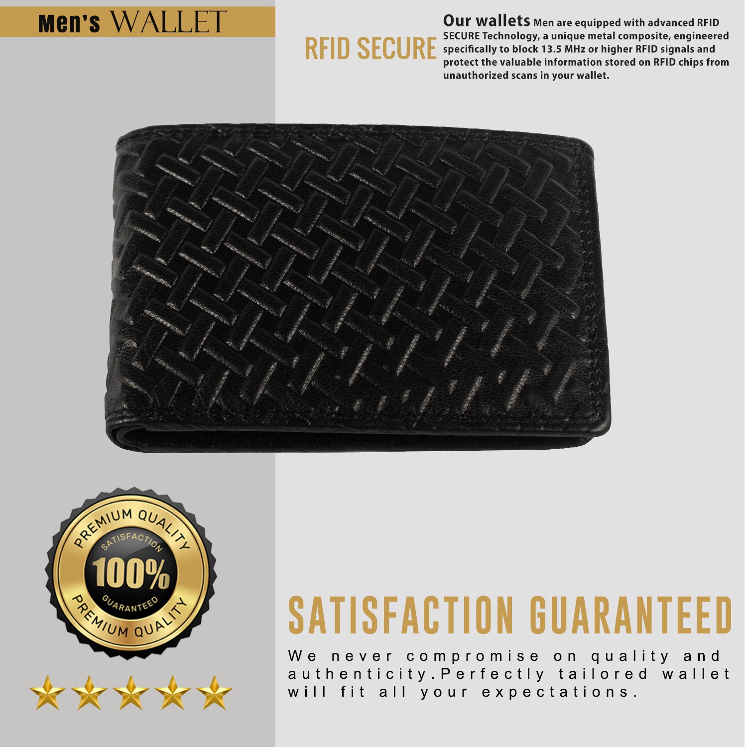 DOECRAFT Men Casual, Formal Black Genuine Leather Wallet (8 Card Slots)