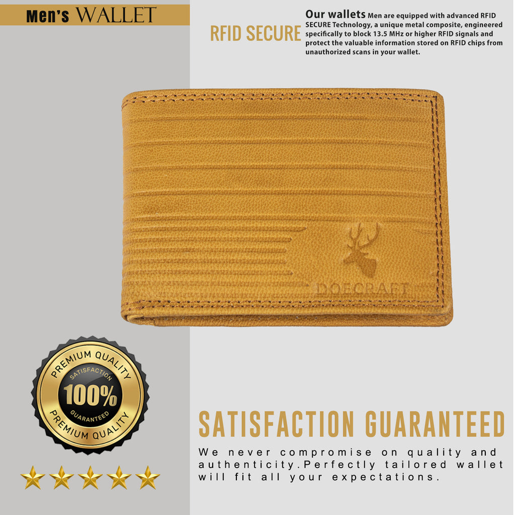DOECRAFT Men Casual, Formal Yellow Genuine Leather Wallet (8 Card Slots)