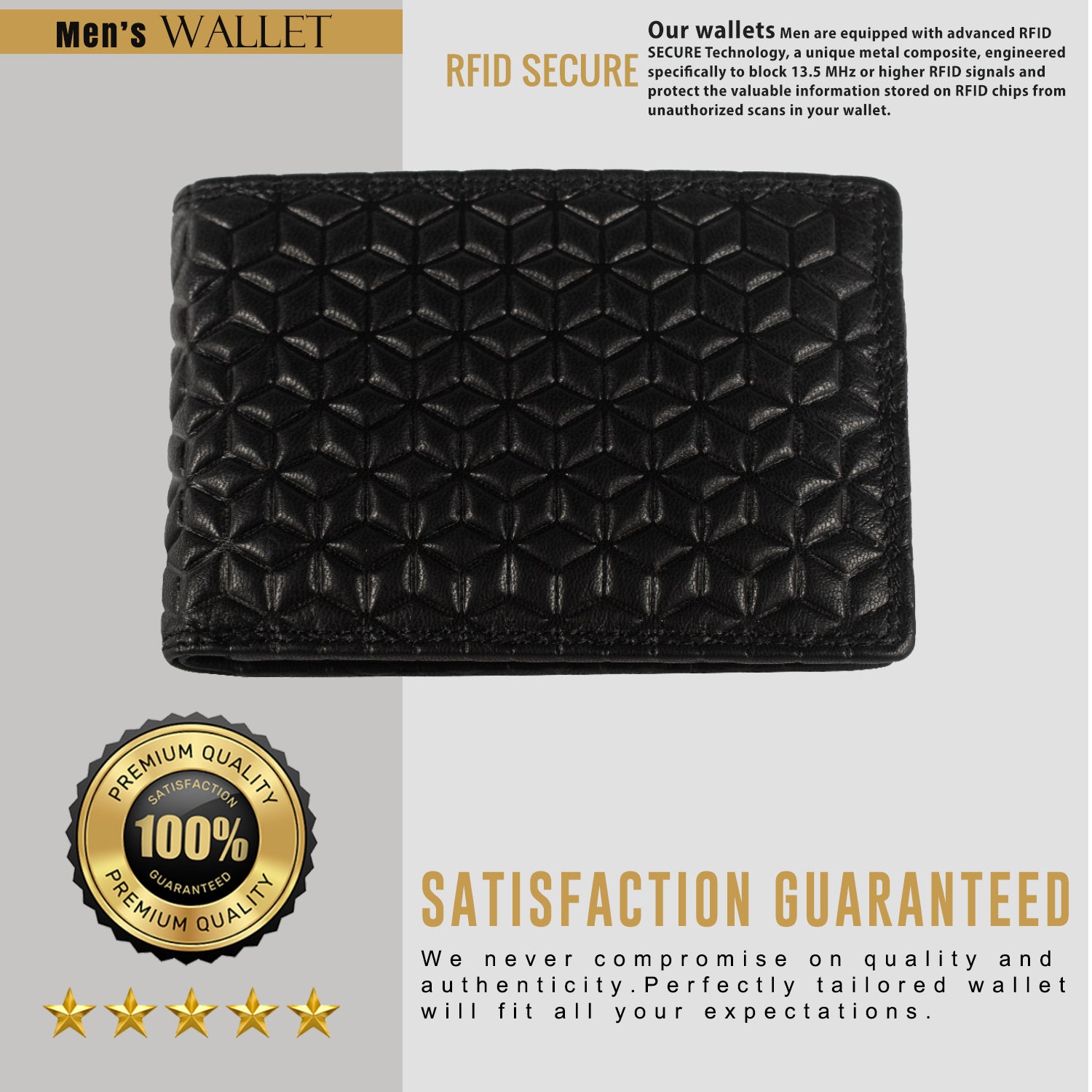 DOECRAFT Men Casual, Formal Black Genuine Leather Wallet (8 Card Slots)