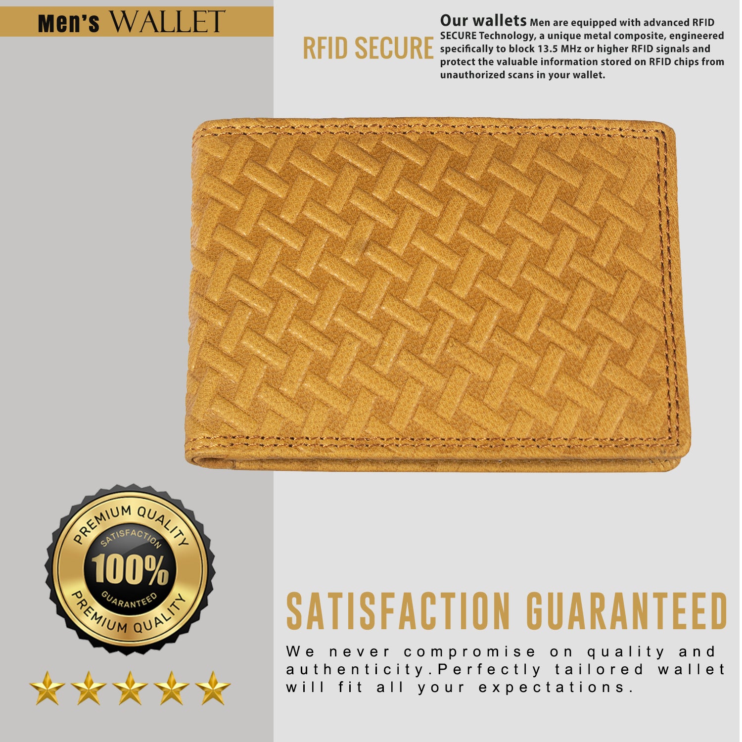 DOECRAFT Men Casual, Formal Yellow Genuine Leather Wallet (8 Card Slots)