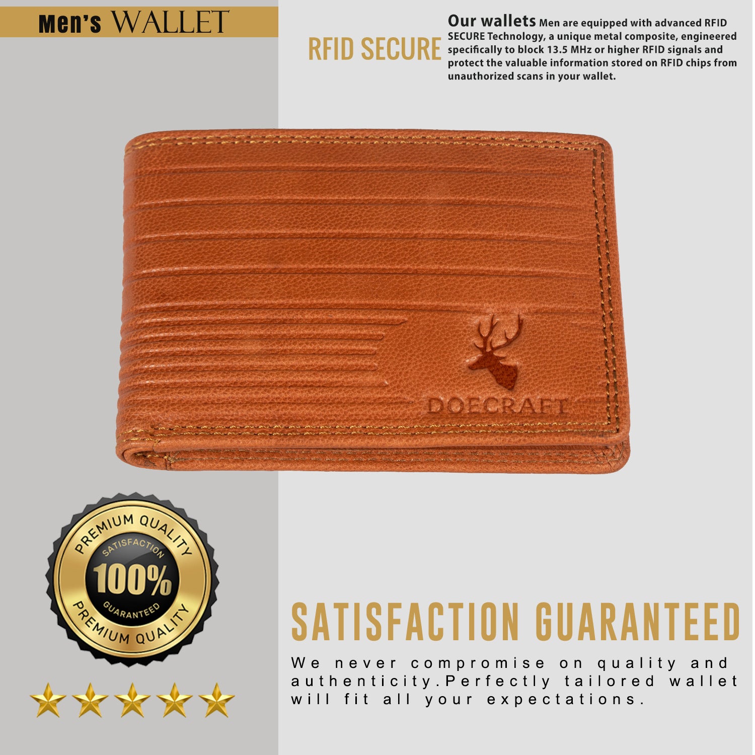 DOECRAFT Men Casual, Formal Orange Genuine Leather Wallet (8 Card Slots)