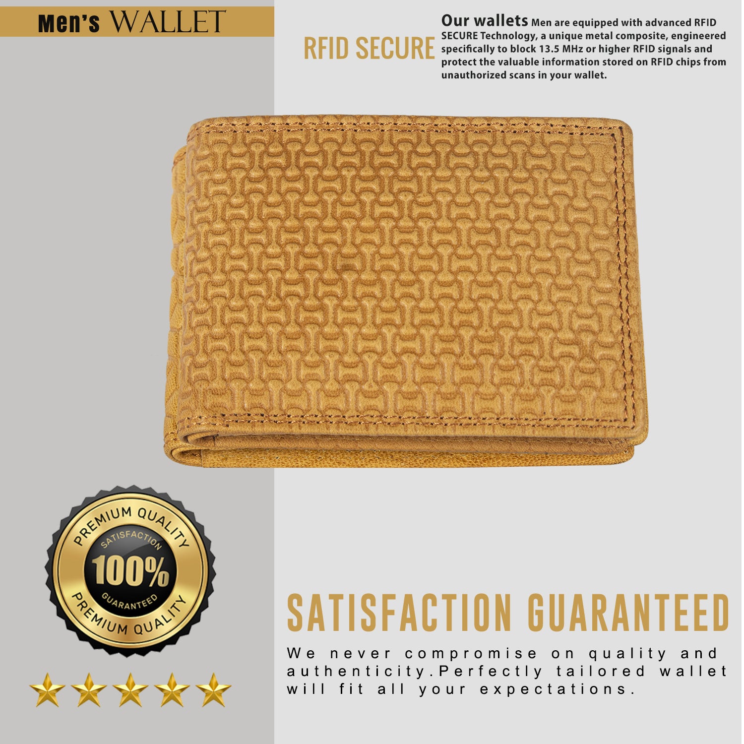 DOECRAFT Men Casual, Formal Yellow Genuine Leather Wallet (8 Card Slots)