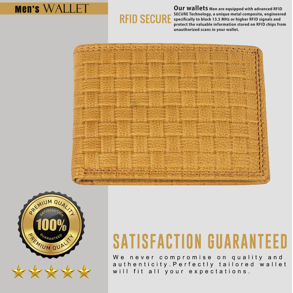 DOECRAFT Men Casual, Formal Yellow Genuine Leather Wallet (8 Card Slots)