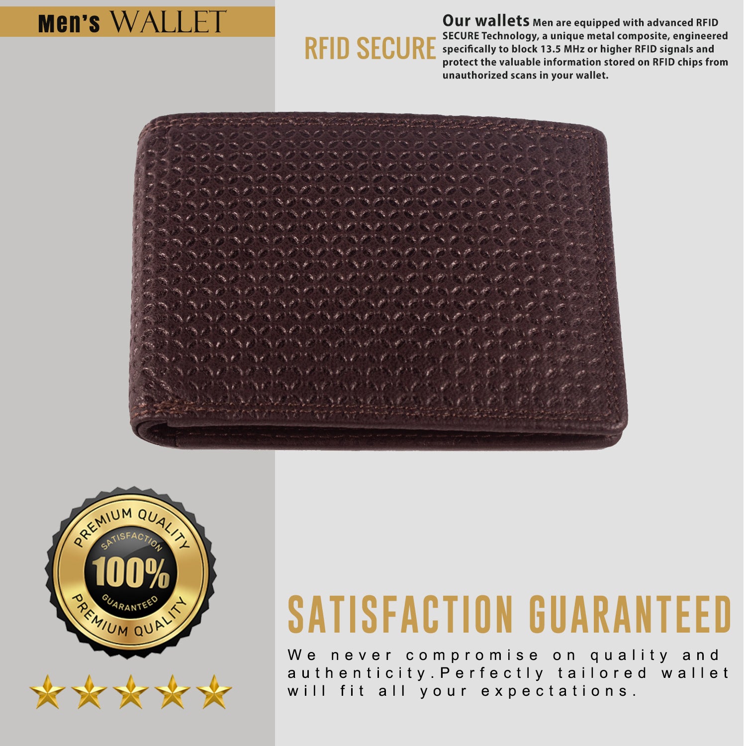 DOECRAFT Men Casual, Formal, Trendy Brown Genuine Leather Wallet (8 Card Slots)