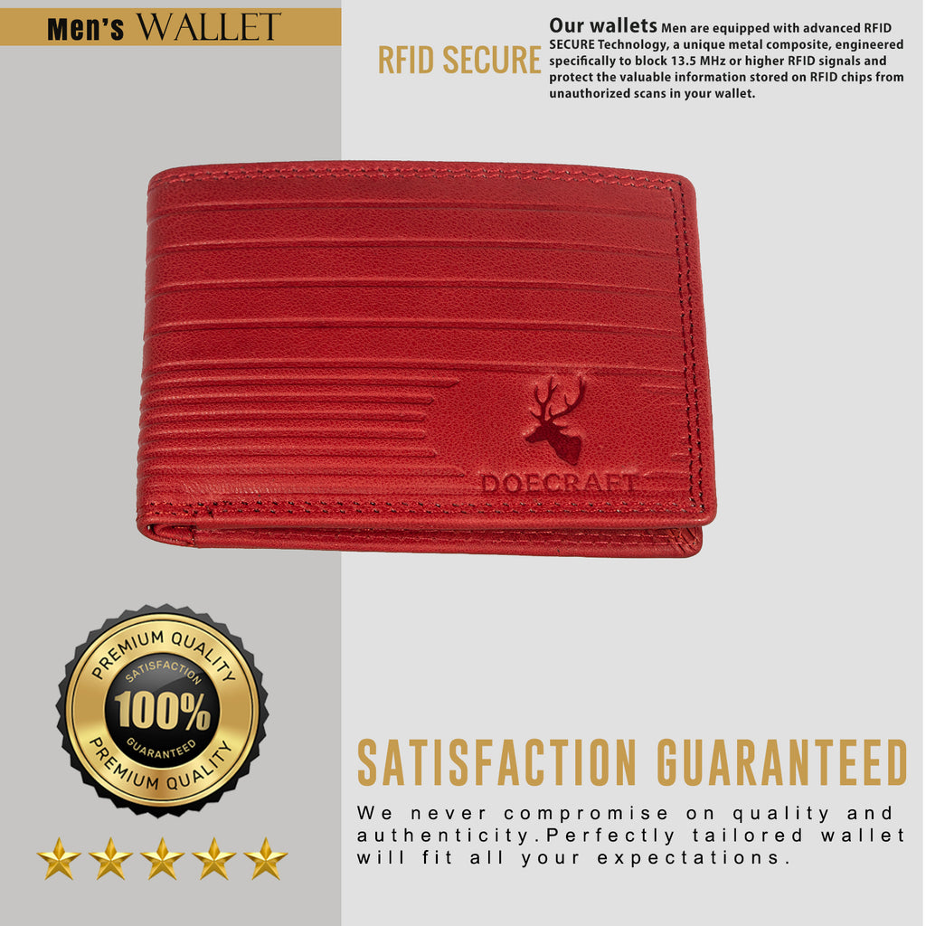 DOECRAFT Men Casual, Formal Red Genuine Leather Wallet (8 Card Slots)
