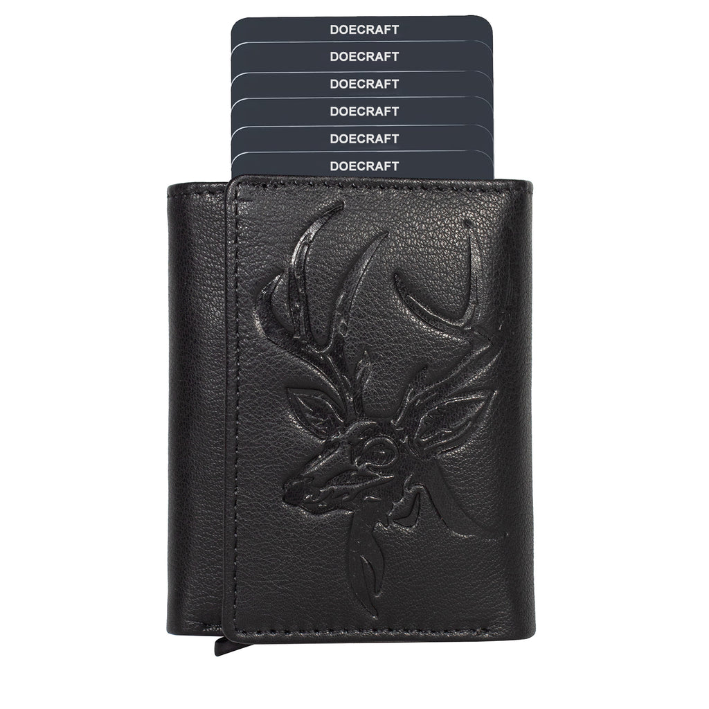 DOECRAFT Men Casual, Formal Black Genuine Leather Wallet (8 Card Slots)