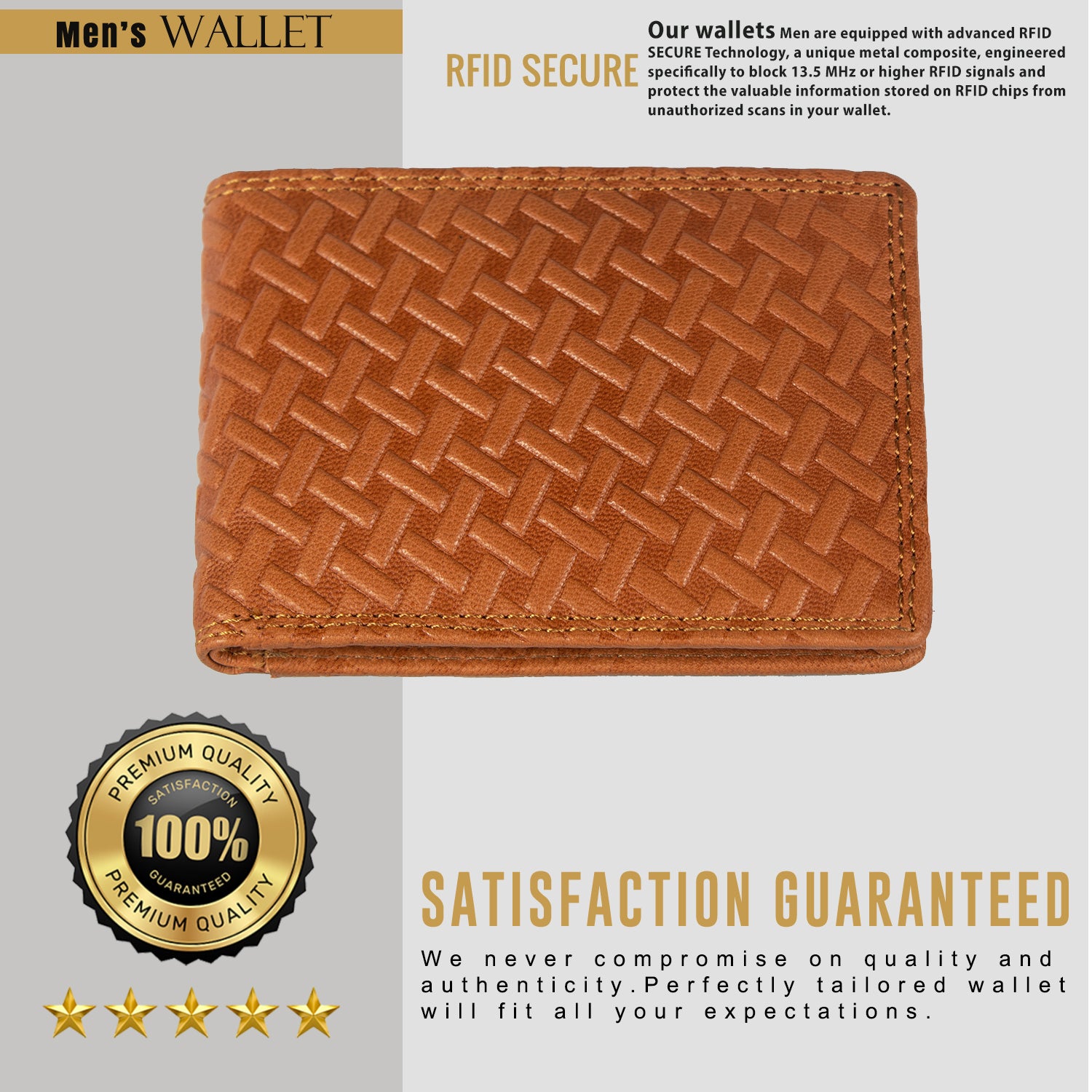 DOECRAFT Men Casual, Formal Orange Genuine Leather Wallet (8 Card Slots)