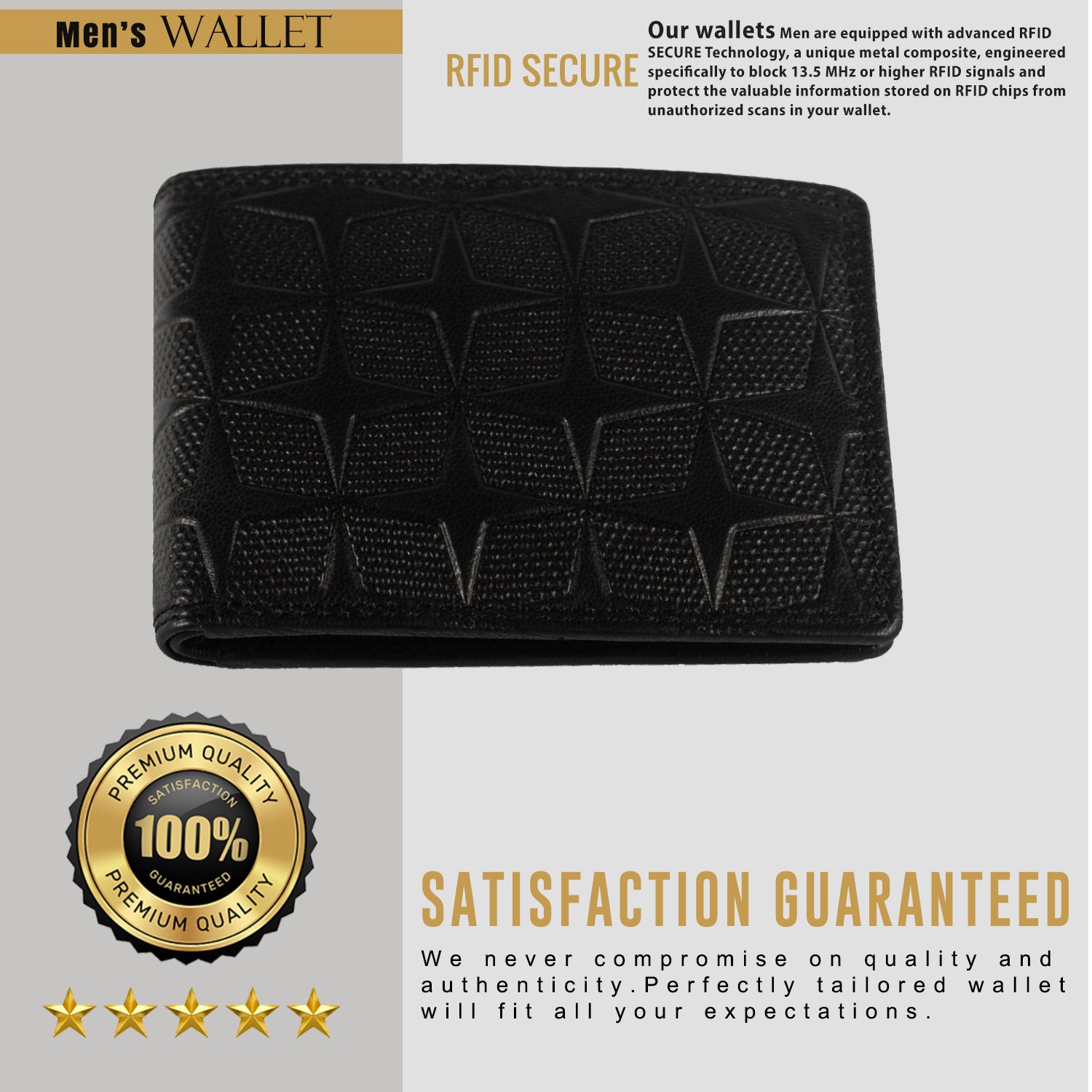 DOECRAFT Men Casual, Formal Black Genuine Leather Wallet (8 Card Slots)