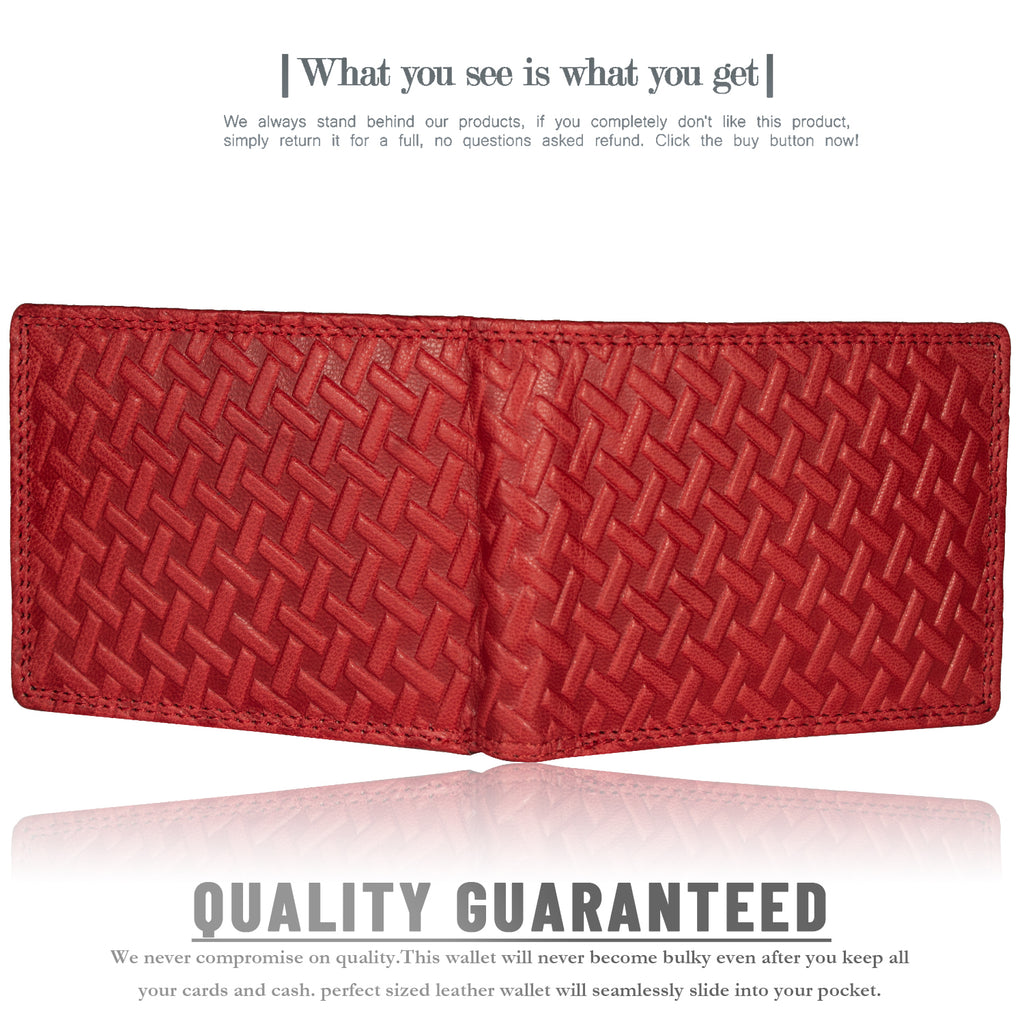 DOECRAFT Men Casual, Formal, Trendy Red Genuine Leather Wallet (8 Card Slots)