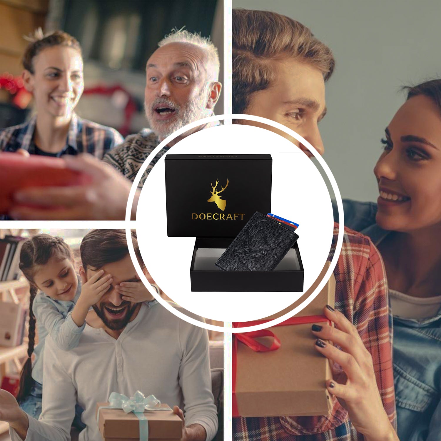 DOECRAFT Men Casual, Formal Black Genuine Leather Wallet (8 Card Slots)