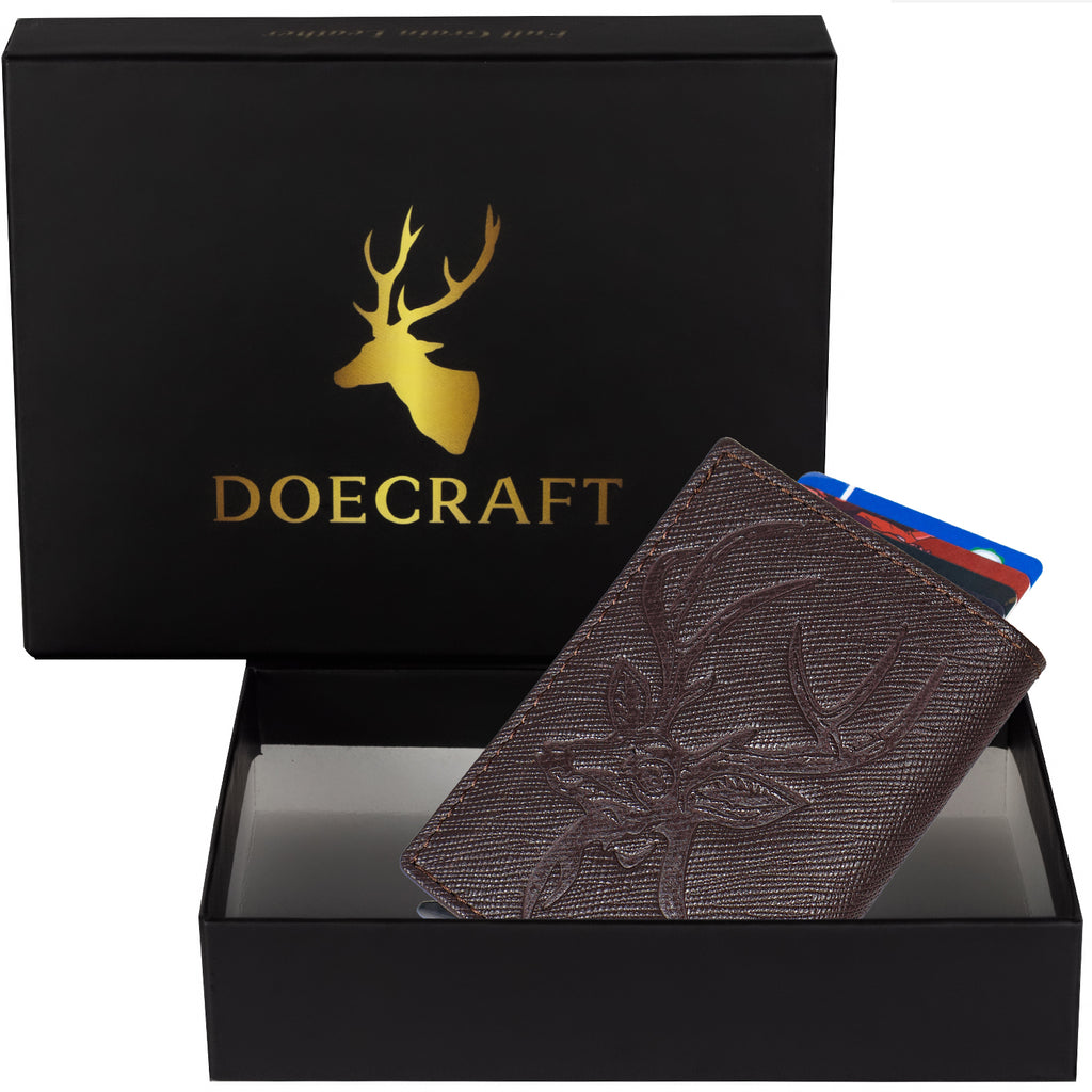 DOECRAFT Men Casual, Formal Brown, Black Genuine Leather Wallet (8 Card Slots)