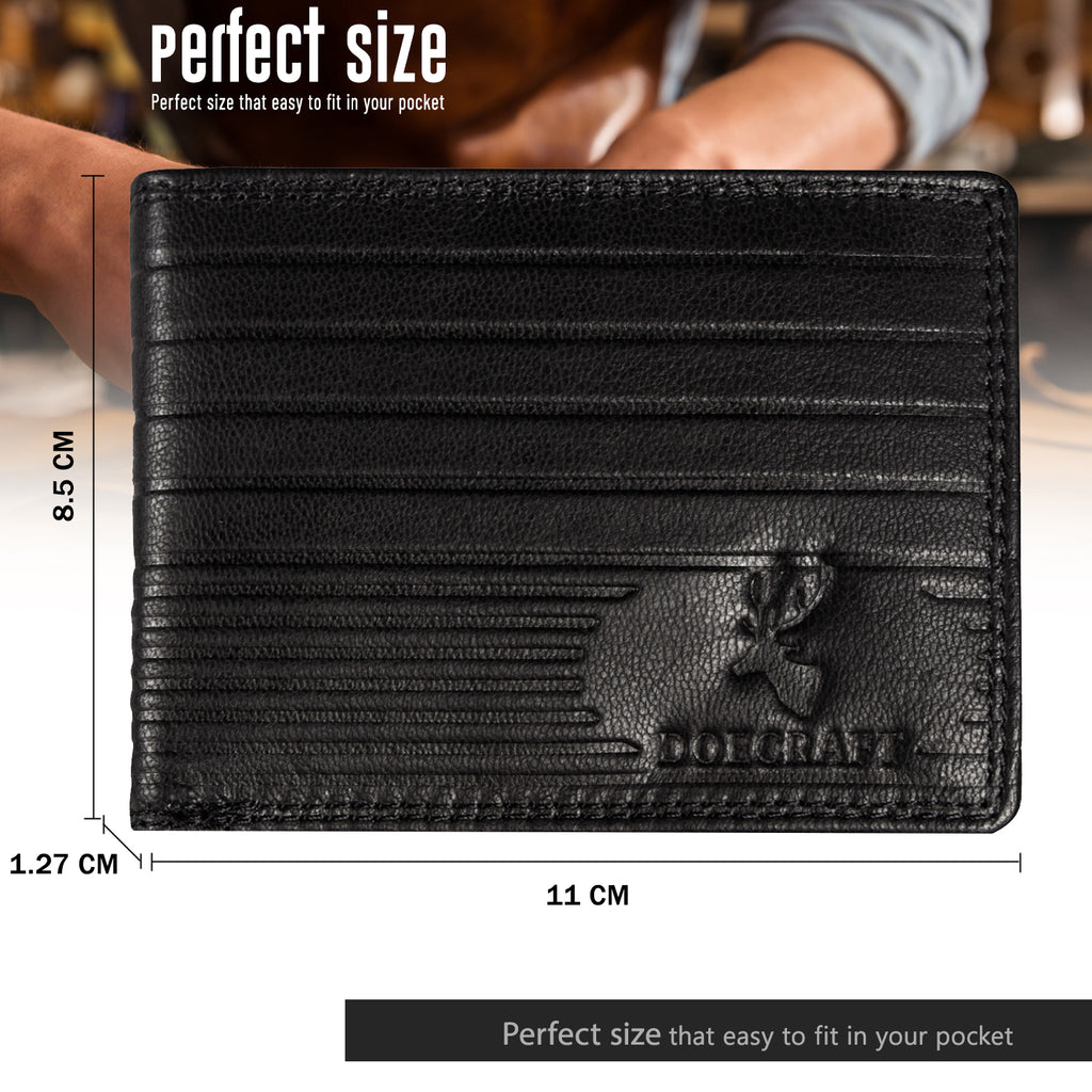 DOECRAFT Men Casual, Formal Black Genuine Leather Wallet (8 Card Slots)