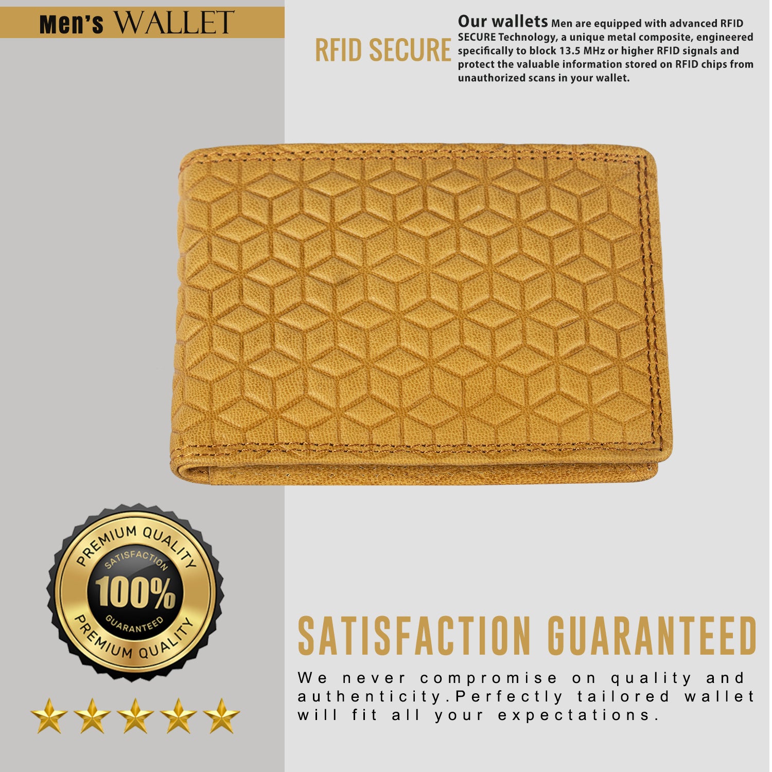 DOECRAFT Men Casual, Formal Yellow Genuine Leather Wallet (8 Card Slots)