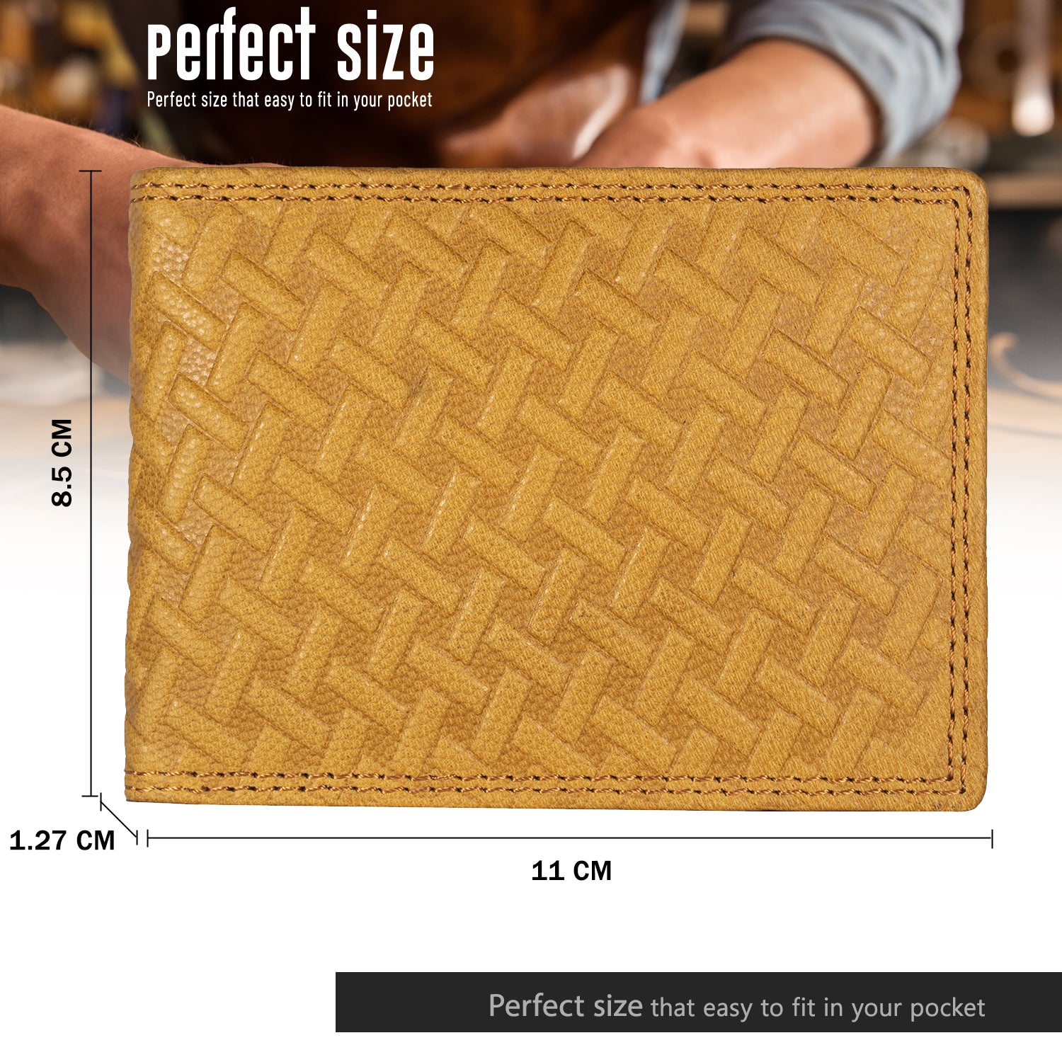 DOECRAFT Men Casual, Formal Yellow Genuine Leather Wallet (8 Card Slots)