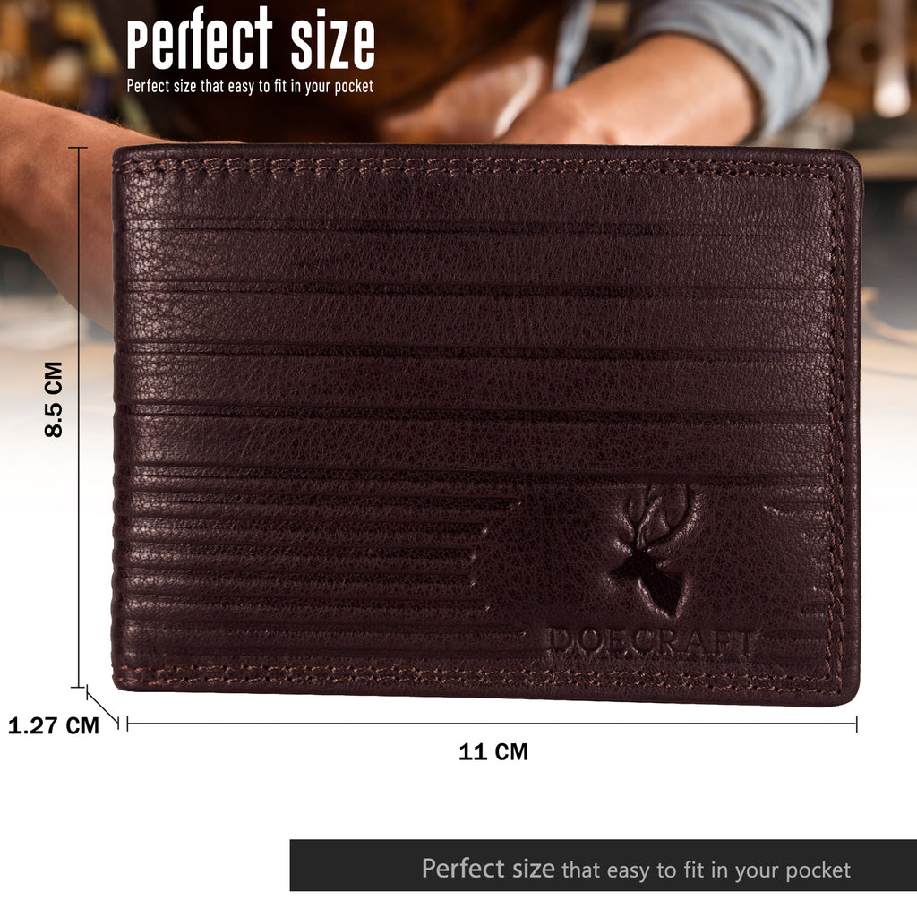 DOECRAFT Men Casual, Formal Brown Genuine Leather Wallet (8 Card Slots)