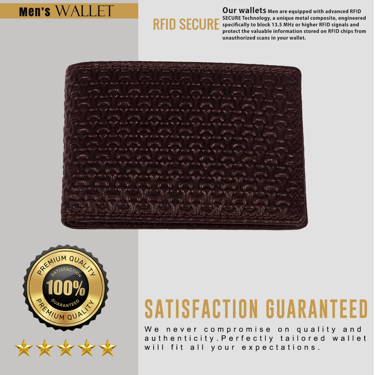 DOECRAFT Men Casual, Formal Brown Genuine Leather Wallet (8 Card Slots)