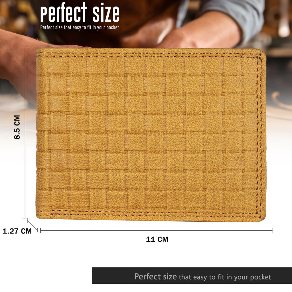 DOECRAFT Men Casual, Formal Yellow Genuine Leather Wallet (8 Card Slots)
