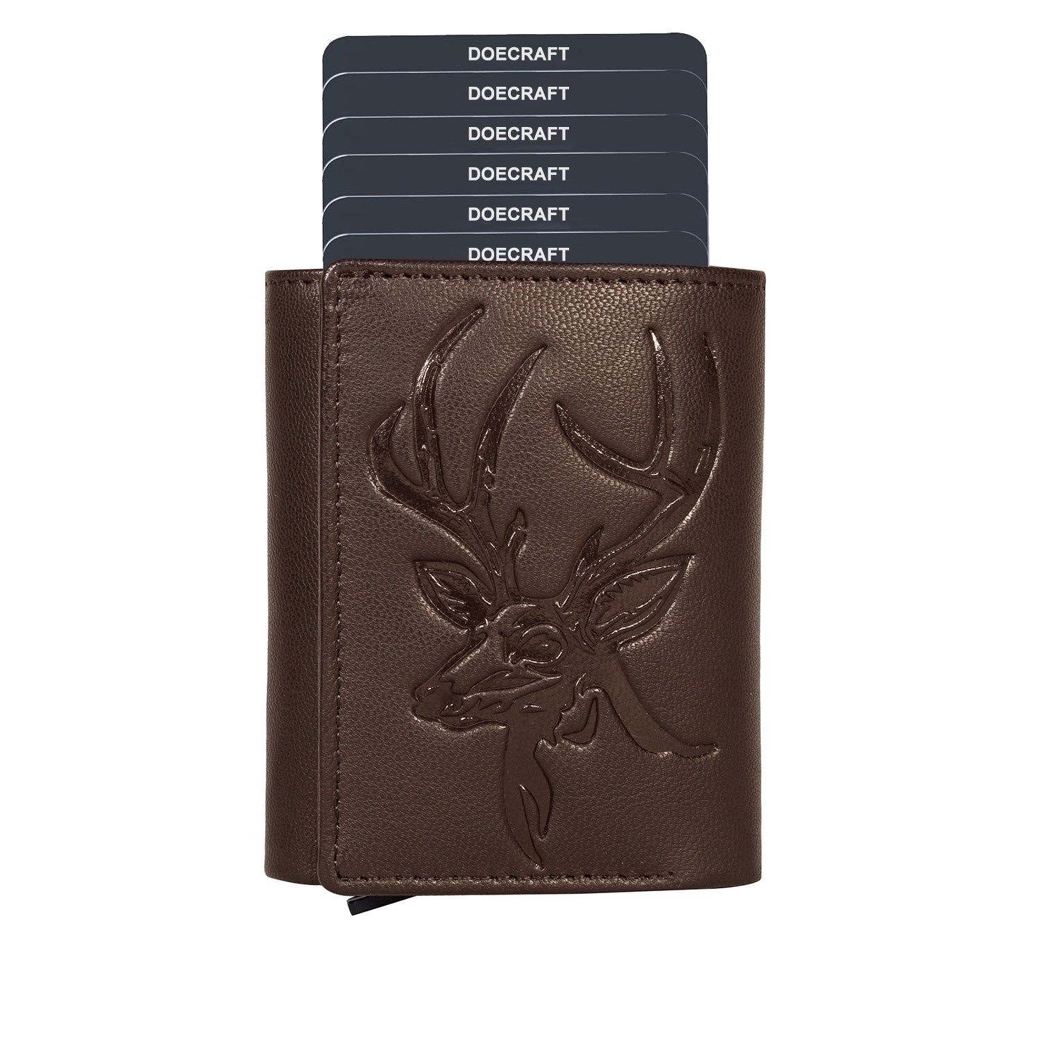 DOECRAFT Men Casual, Formal Brown, Silver Genuine Leather Wallet (8 Card Slots)