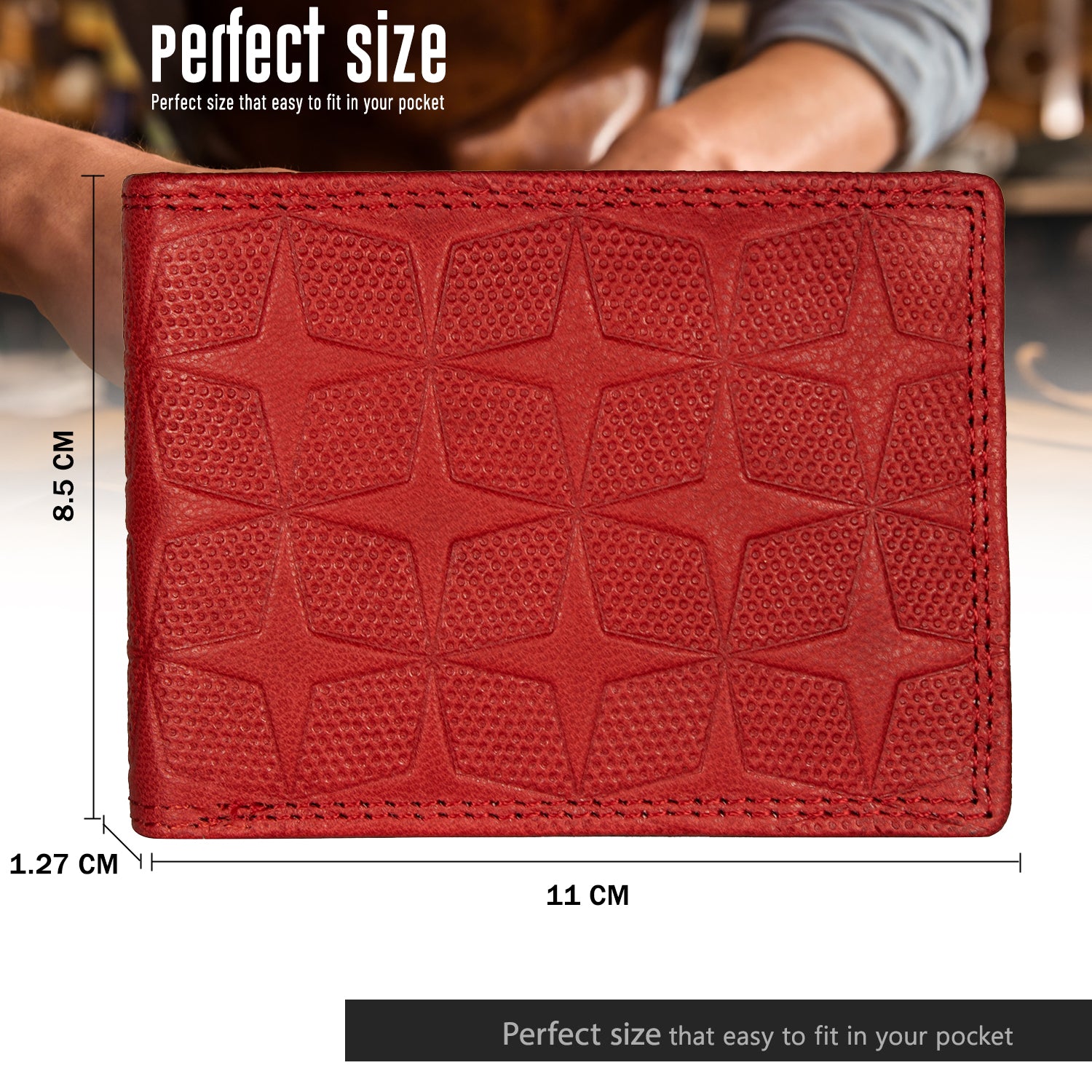 DOECRAFT Men Casual, Formal, Trendy Red Genuine Leather Wallet (8 Card Slots)