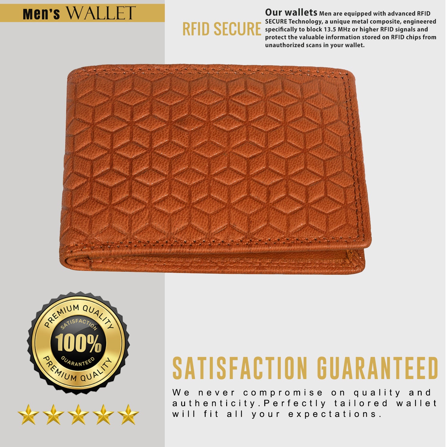 DOECRAFT Men Casual, Formal Orange Genuine Leather Wallet (8 Card Slots)