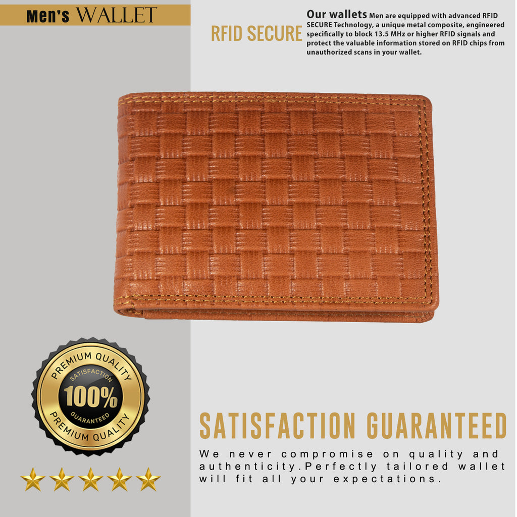 DOECRAFT Men Casual, Formal Orange Genuine Leather Wallet (8 Card Slots)