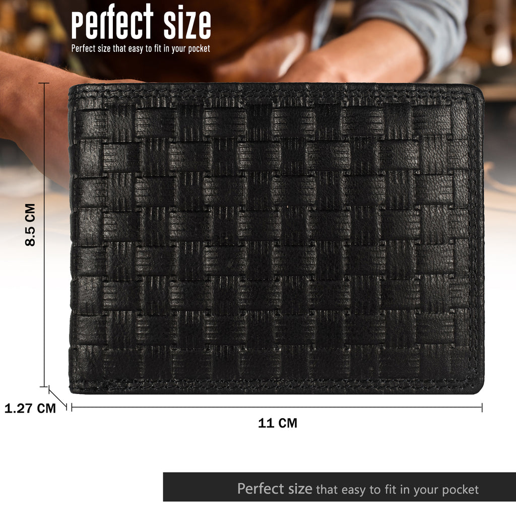 DOECRAFT Men Casual, Formal Black Genuine Leather Wallet (8 Card Slots)