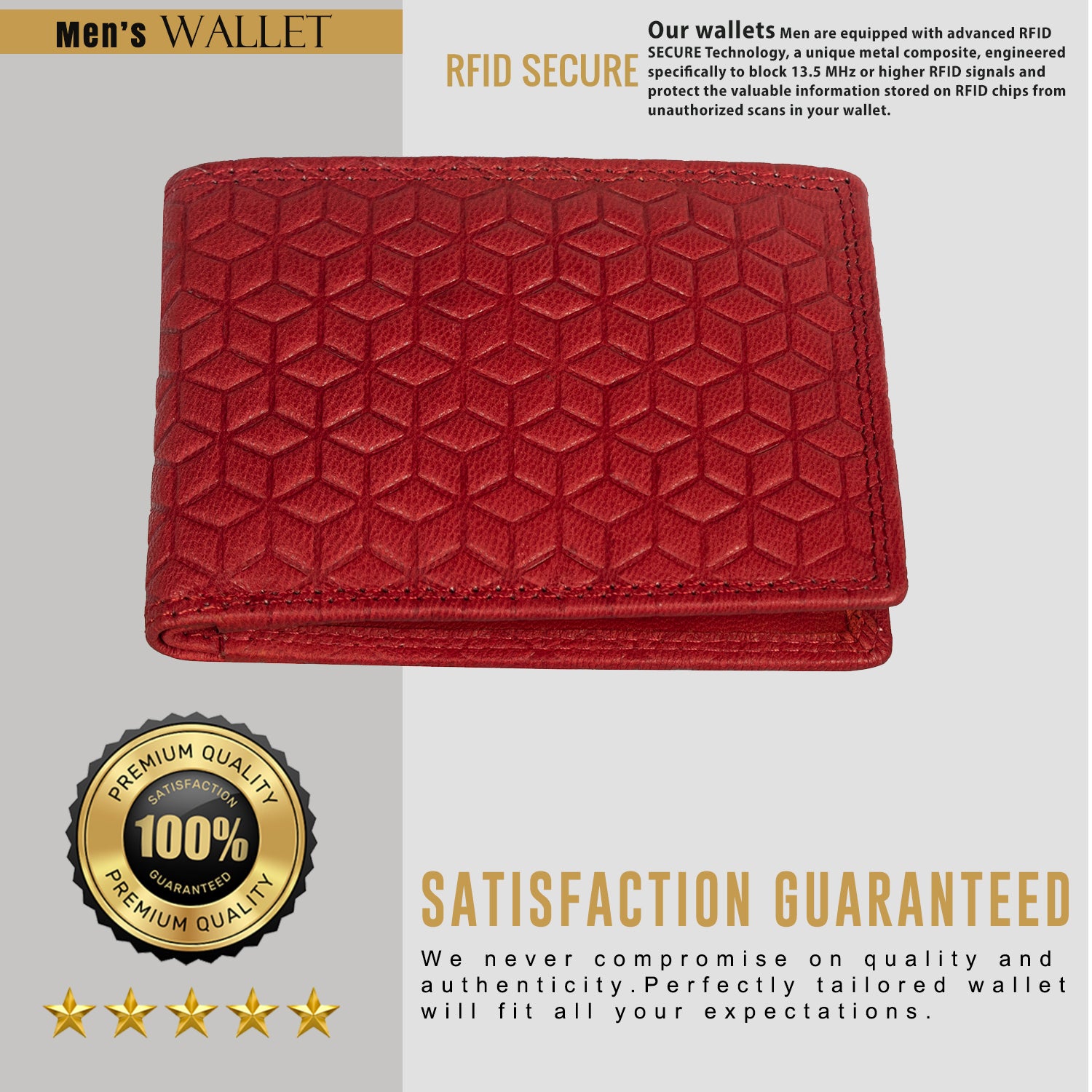 DOECRAFT Men Casual, Formal Red Genuine Leather Wallet (8 Card Slots)