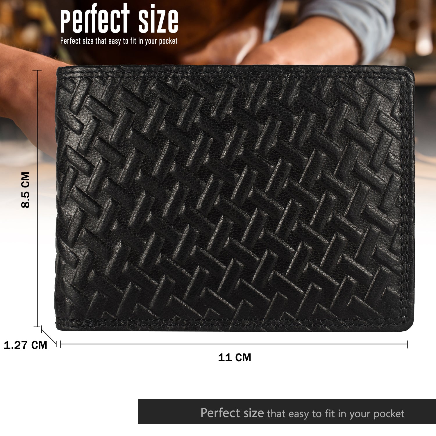 DOECRAFT Men Casual, Formal Black Genuine Leather Wallet (8 Card Slots)