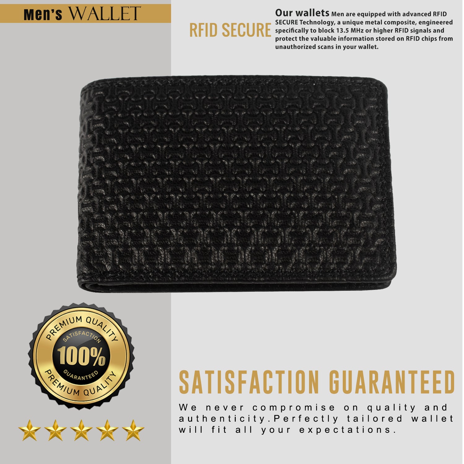 DOECRAFT Men Casual, Formal Black Genuine Leather Wallet (8 Card Slots)