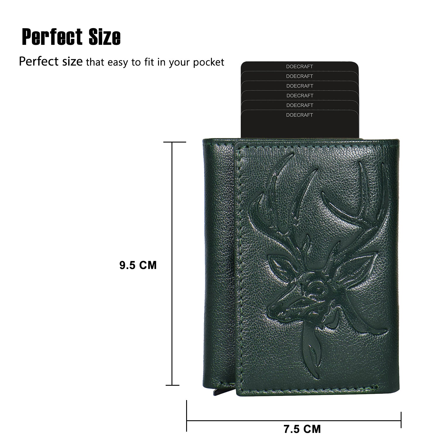 DOECRAFT Men Casual, Formal Green, Silver Genuine Leather Wallet (8 Card Slots)