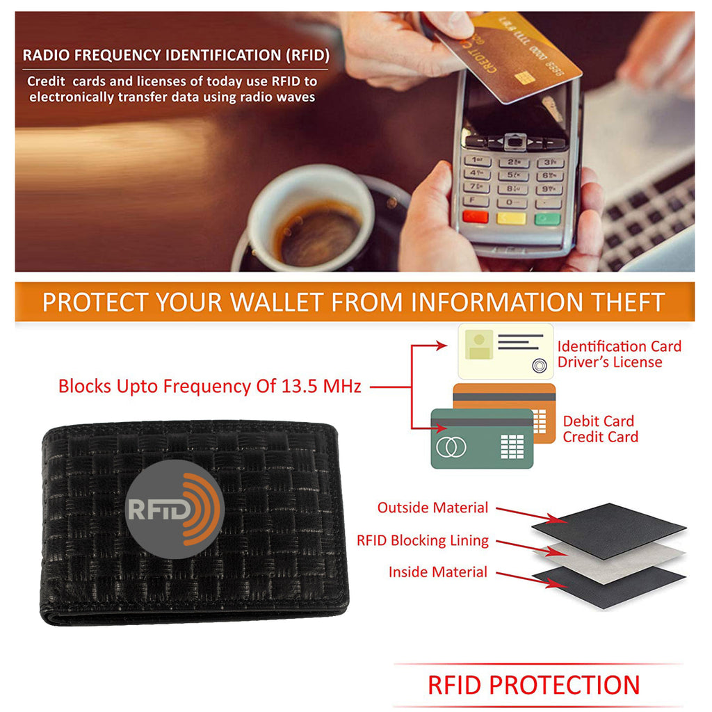 DOECRAFT Men Casual, Formal Black Genuine Leather Wallet (8 Card Slots)