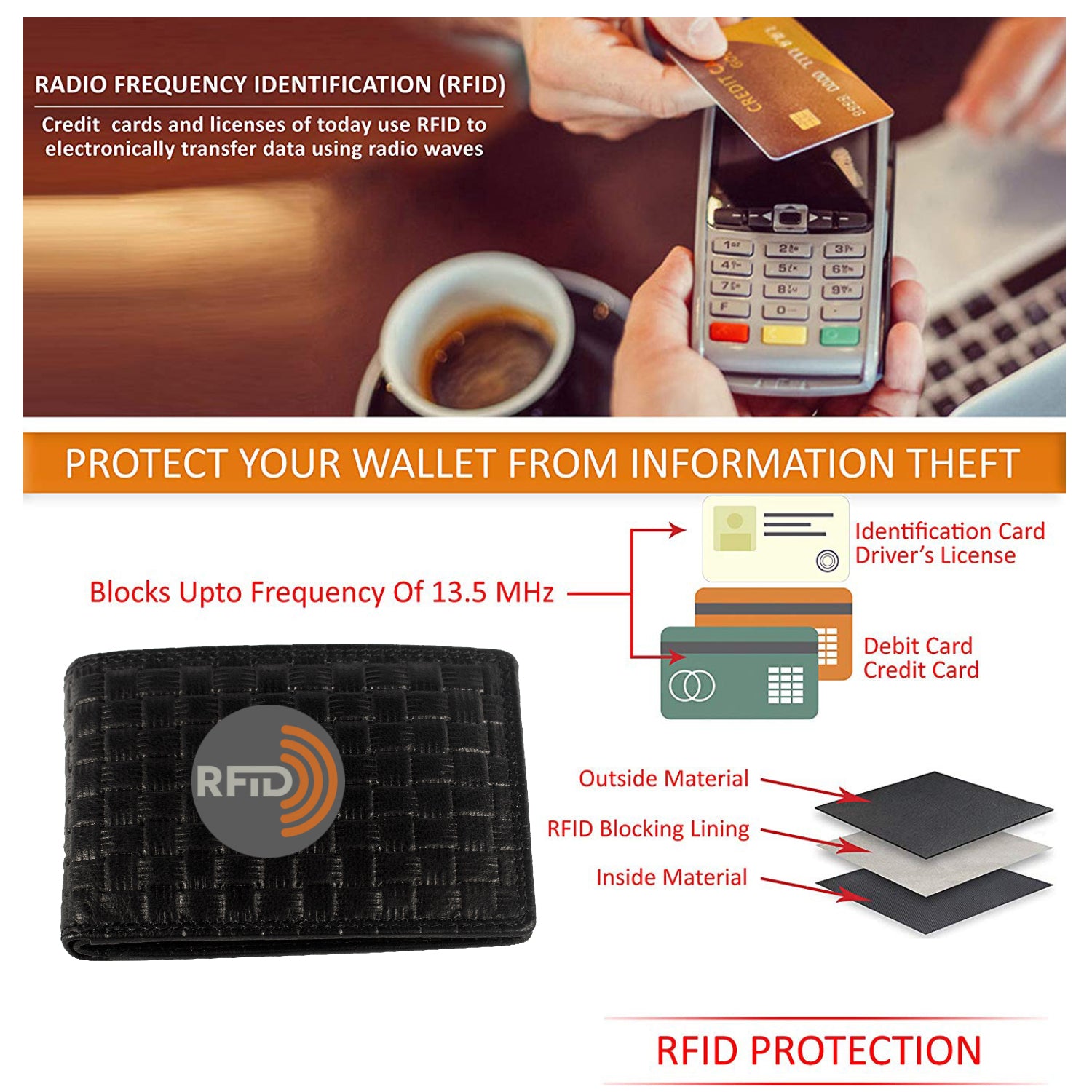 DOECRAFT Men Casual, Formal Black Genuine Leather Wallet (8 Card Slots)