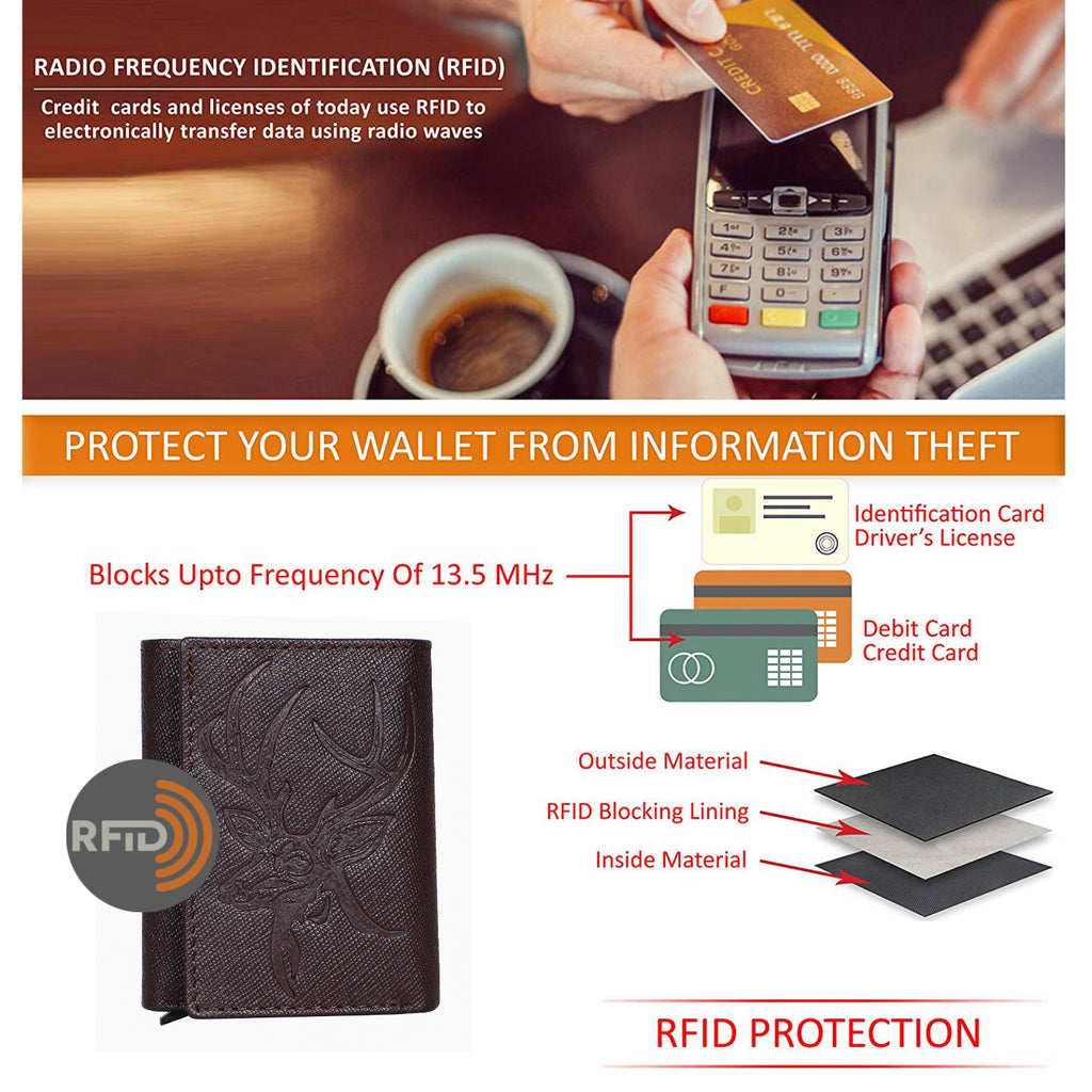 DOECRAFT Men Casual, Formal Brown Saffiano Genuine Leather Wallet (8 Card Slots)