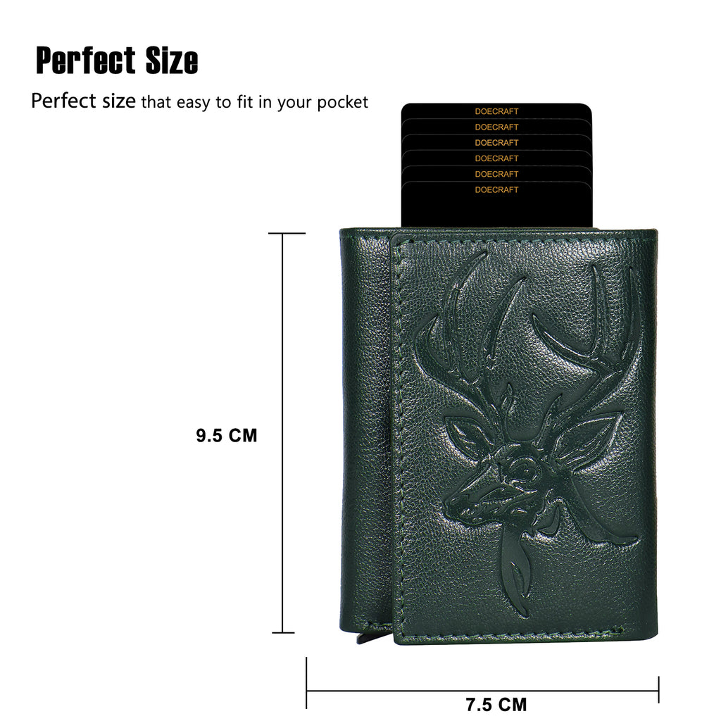 DOECRAFT Men Casual, Formal Green Genuine Leather Wallet (8 Card Slots)