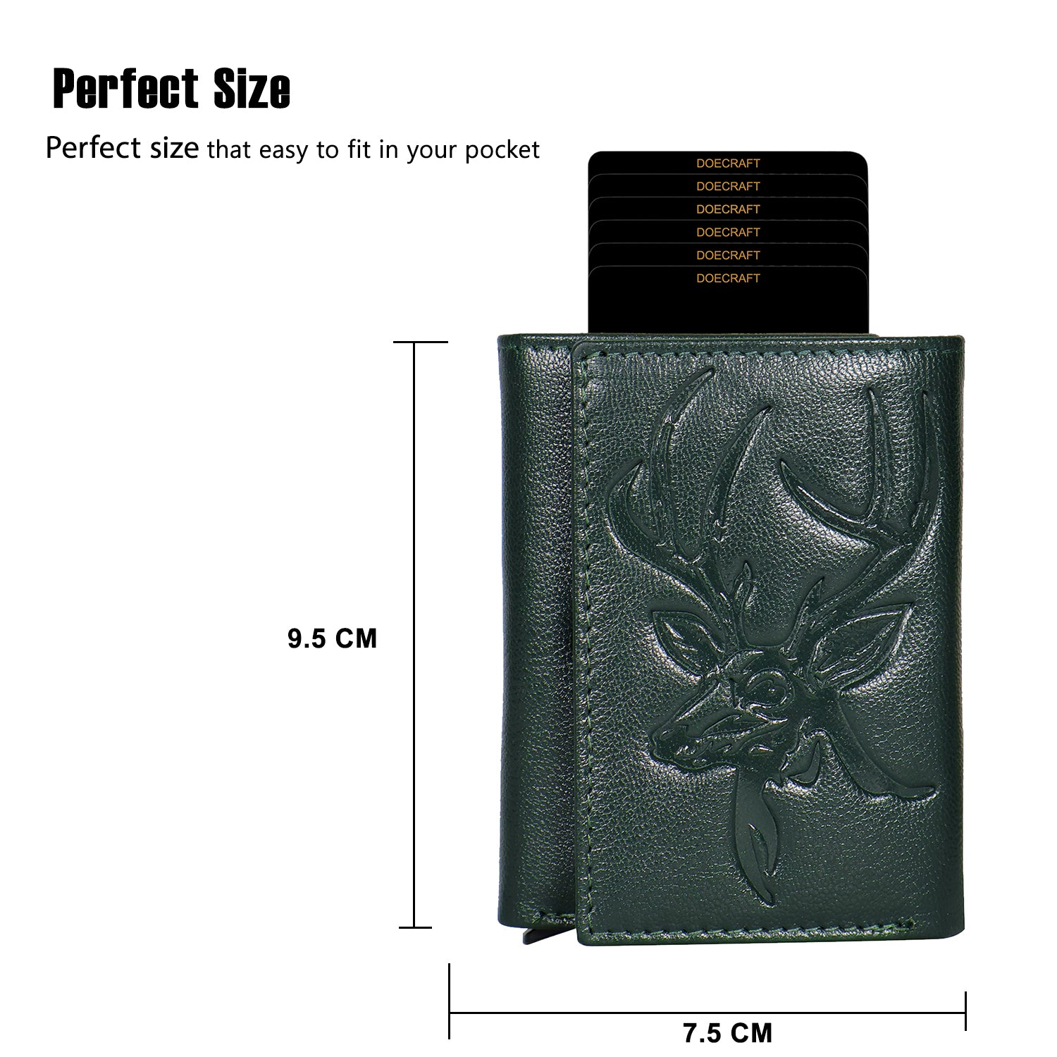 DOECRAFT Men Casual, Formal Green Genuine Leather Wallet (8 Card Slots)