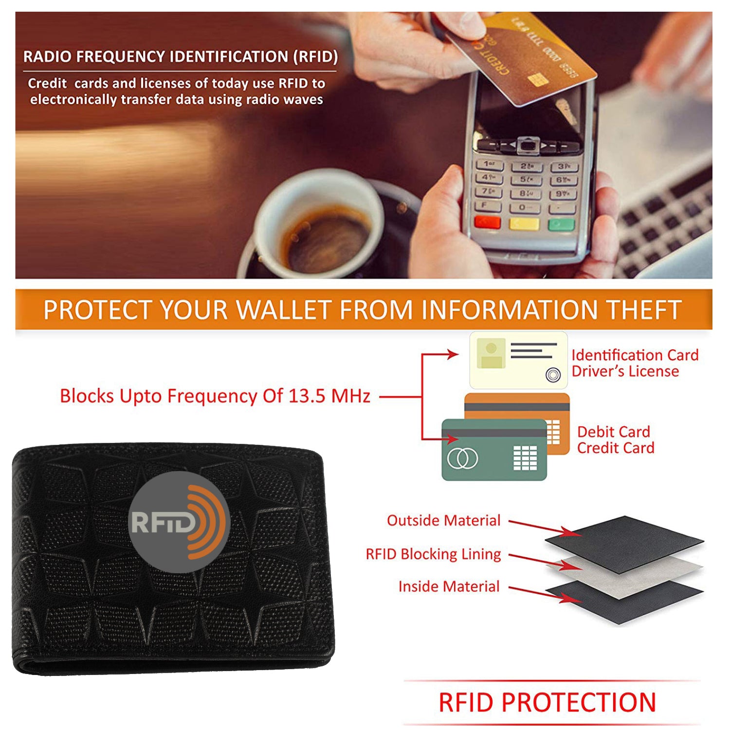 DOECRAFT Men Casual, Formal Black Genuine Leather Wallet (8 Card Slots)