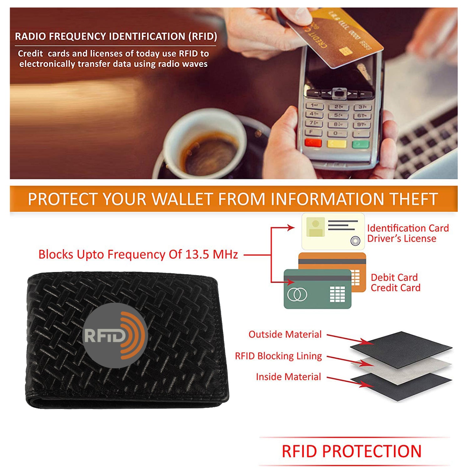 DOECRAFT Men Casual, Formal Black Genuine Leather Wallet (8 Card Slots)