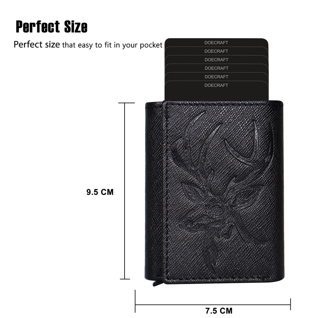 DOECRAFT Men Casual, Formal Black Saffiano Genuine Leather Wallet (8 Card Slots)