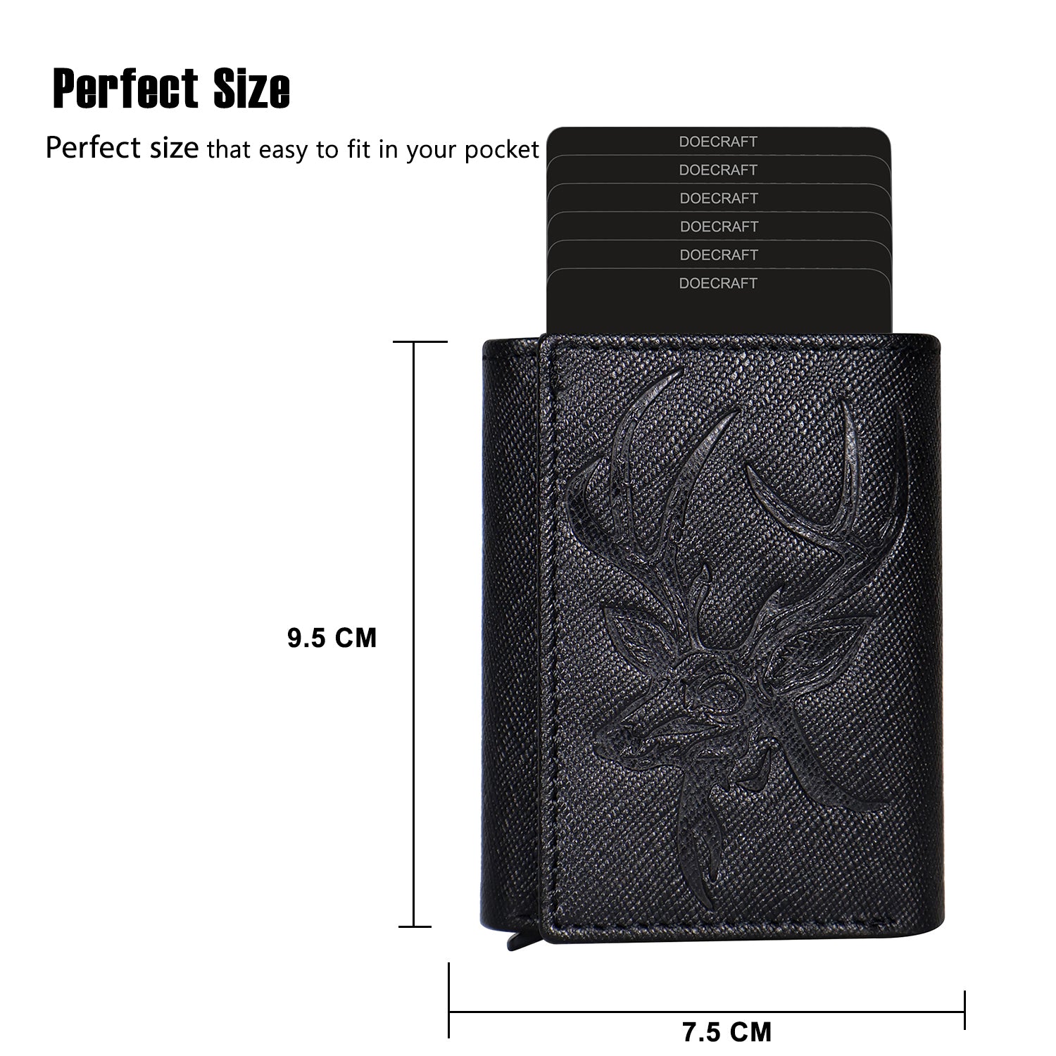 DOECRAFT Men Casual, Formal Black Saffiano Genuine Leather Wallet (8 Card Slots)