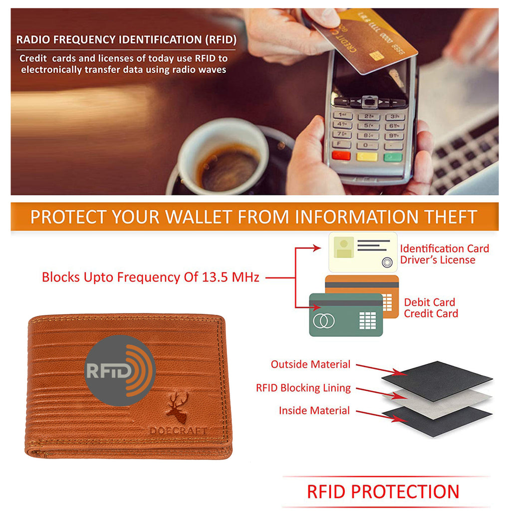 DOECRAFT Men Casual, Formal Orange Genuine Leather Wallet (8 Card Slots)