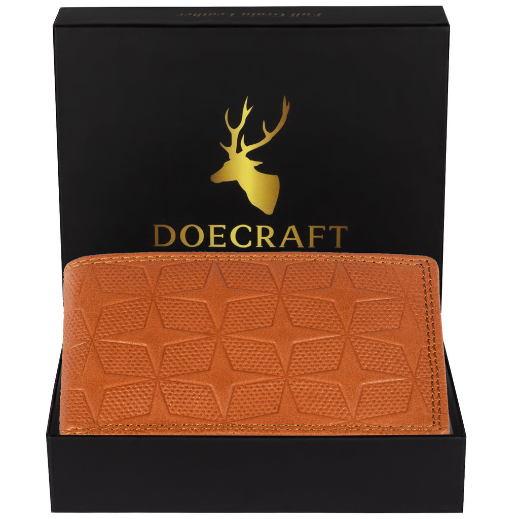 DOECRAFT Men Casual, Formal Orange Genuine Leather Wallet (8 Card Slots)