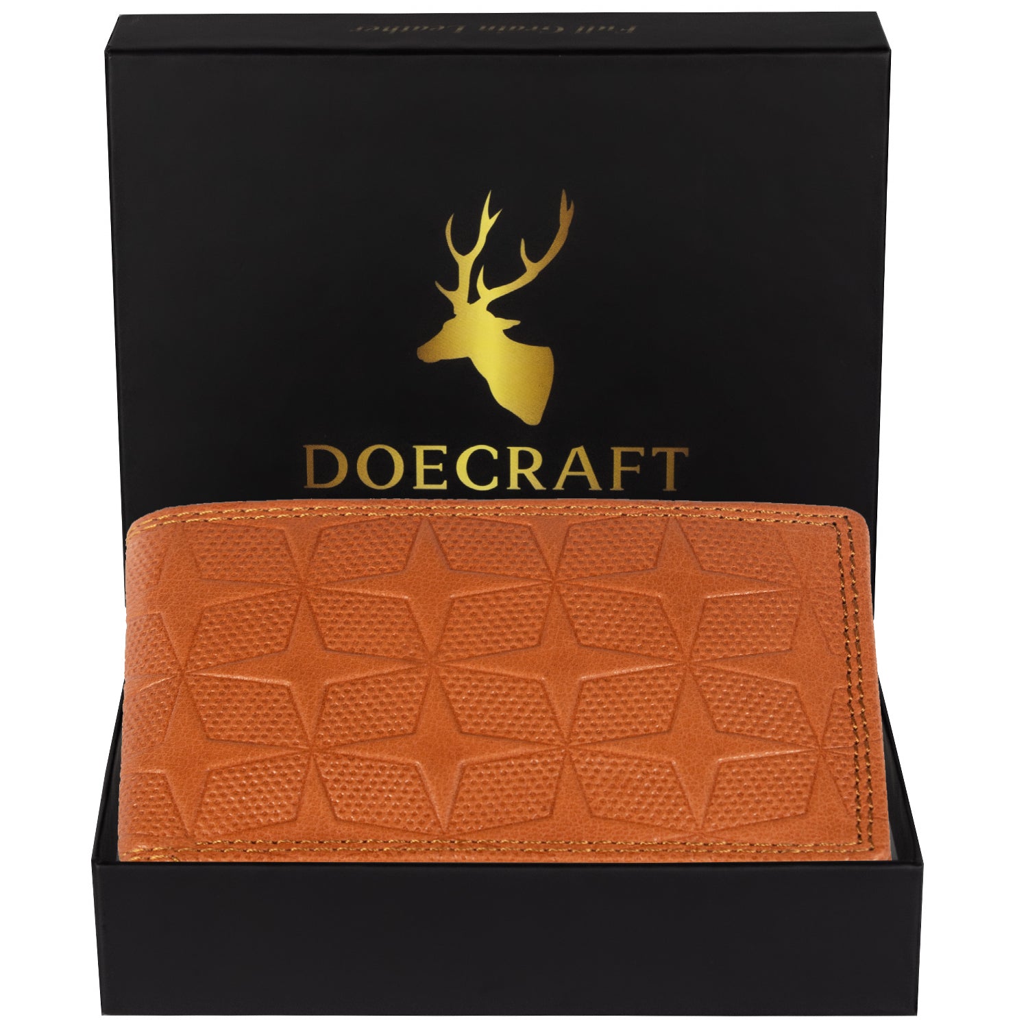 DOECRAFT Men Casual, Formal Orange Genuine Leather Wallet (8 Card Slots)
