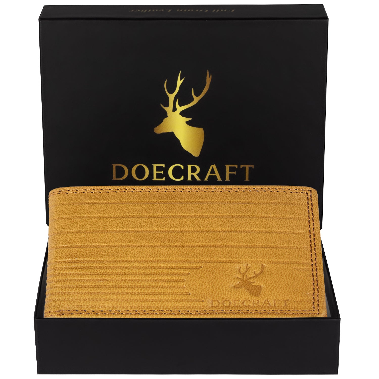 DOECRAFT Men Casual, Formal Yellow Genuine Leather Wallet (8 Card Slots)