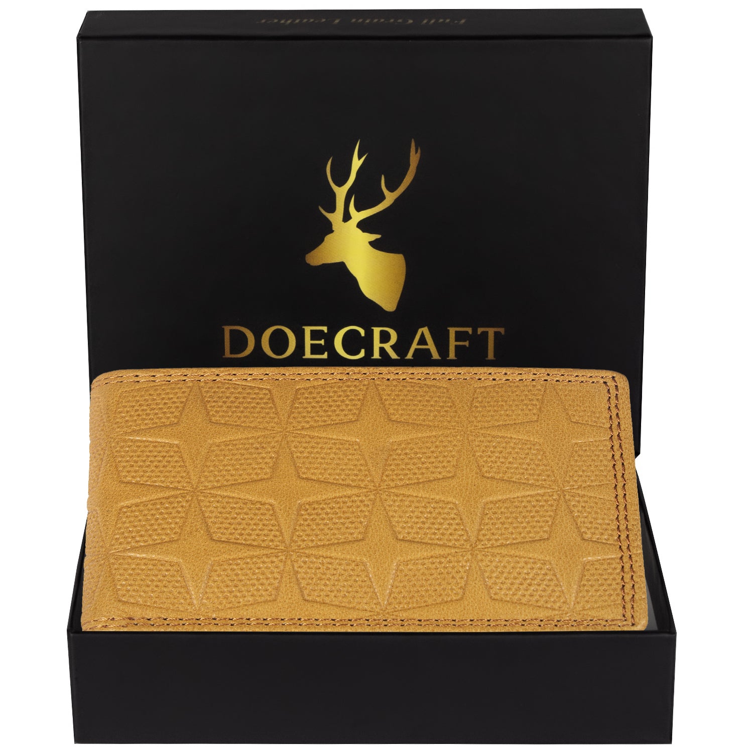 DOECRAFT Men Casual, Formal Yellow Genuine Leather Wallet (8 Card Slots)