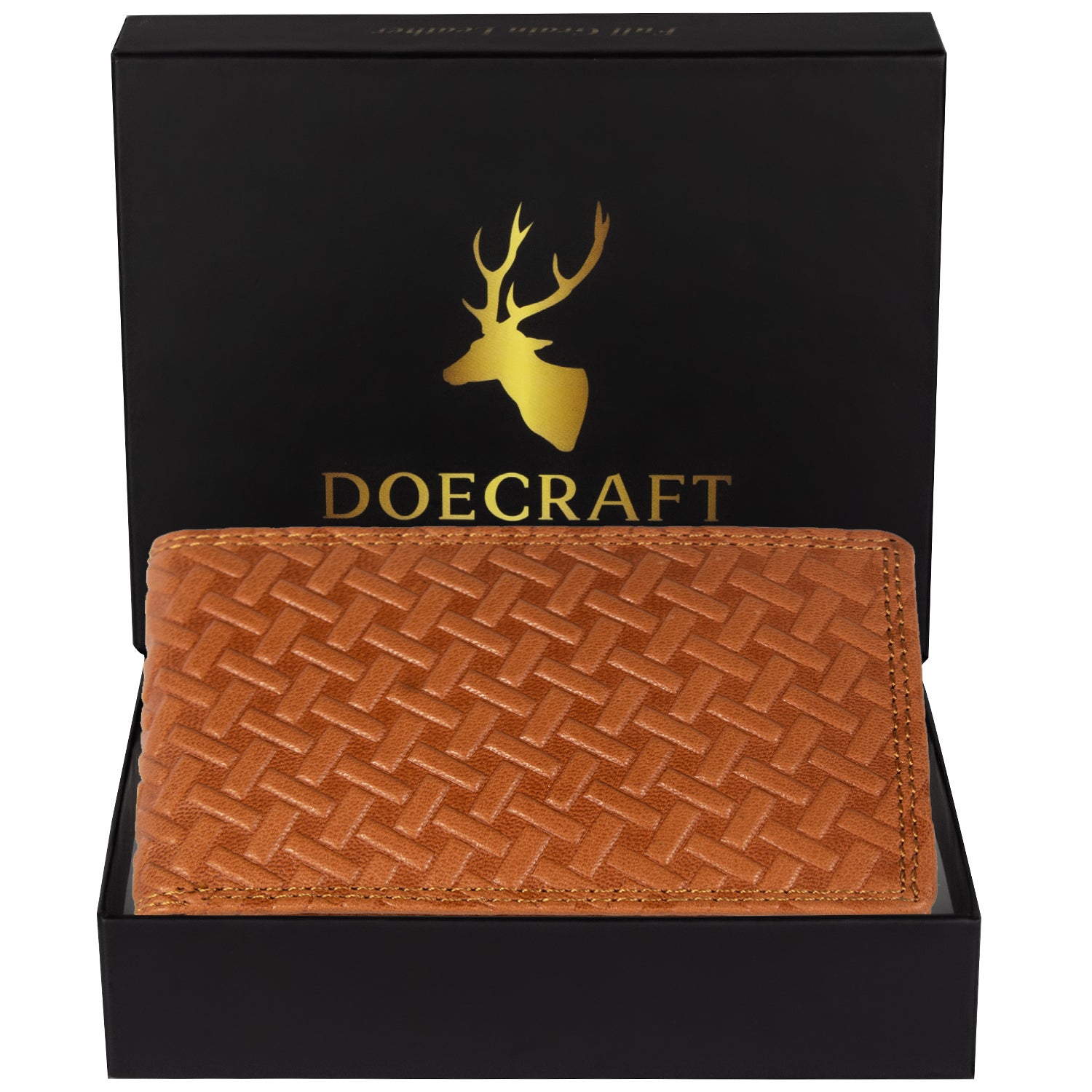 DOECRAFT Men Casual, Formal Orange Genuine Leather Wallet (8 Card Slots)
