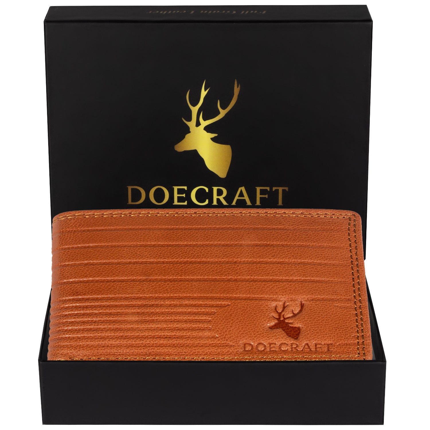 DOECRAFT Men Casual, Formal Orange Genuine Leather Wallet (8 Card Slots)