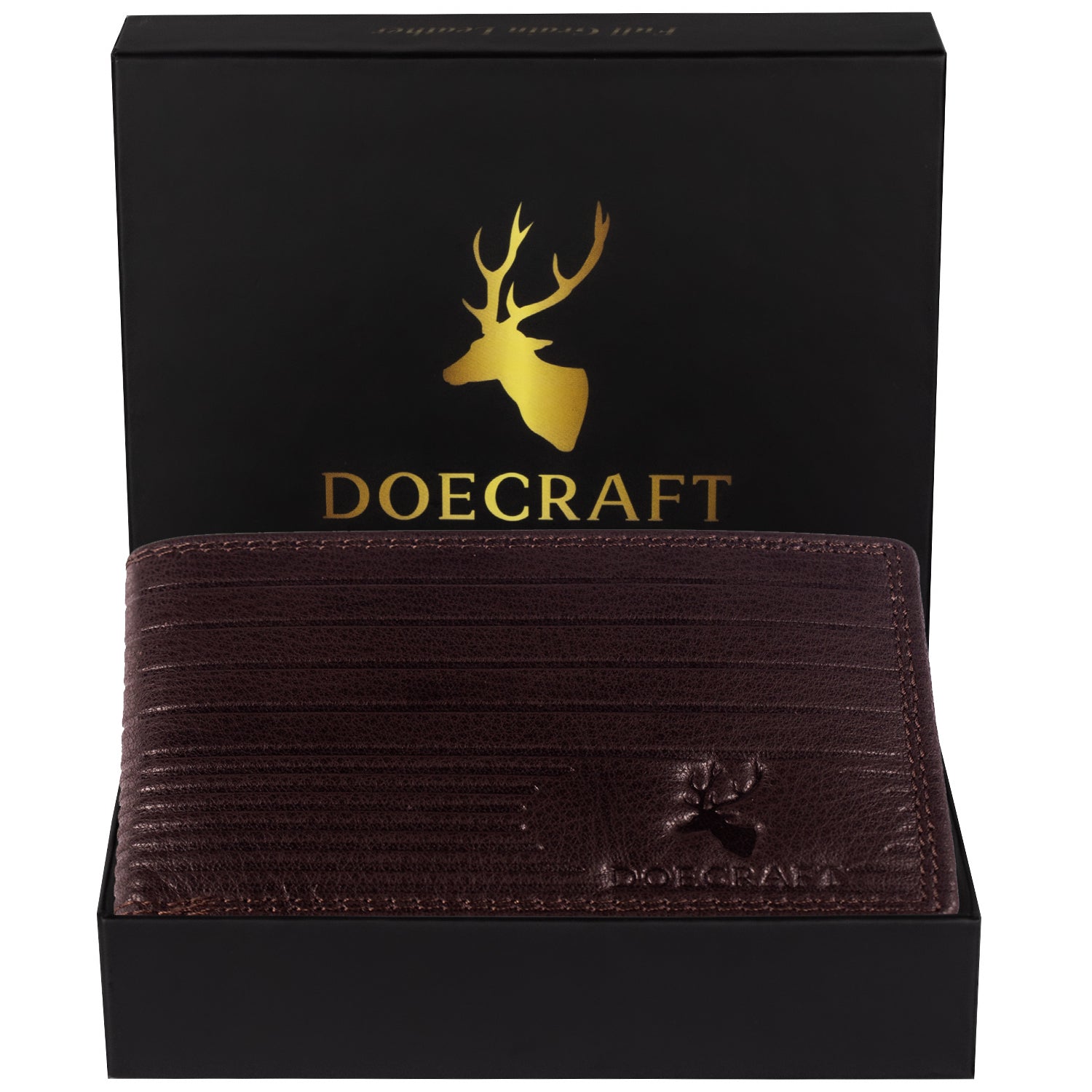 DOECRAFT Men Casual, Formal Brown Genuine Leather Wallet (8 Card Slots)
