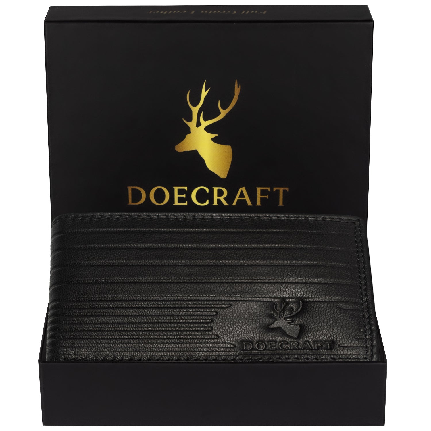 DOECRAFT Men Casual, Formal Black Genuine Leather Wallet (8 Card Slots)