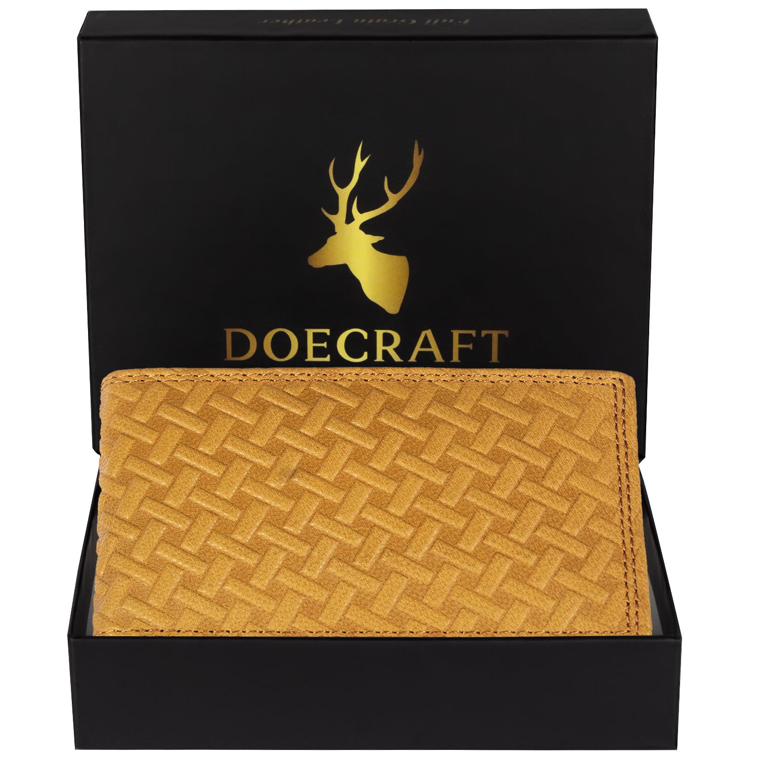 DOECRAFT Men Casual, Formal Yellow Genuine Leather Wallet (8 Card Slots)