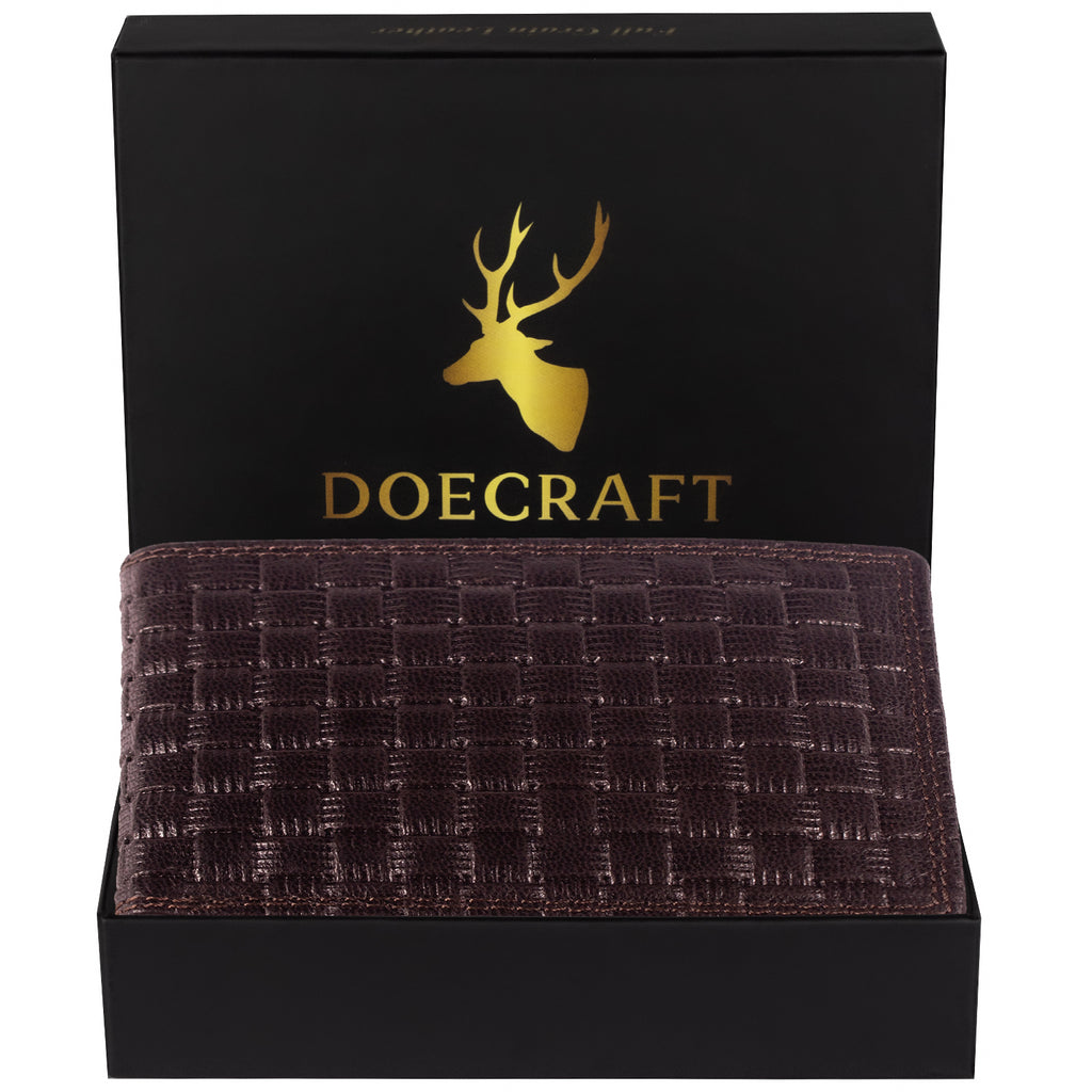 DOECRAFT Men Casual, Formal Brown Genuine Leather Wallet (8 Card Slots)